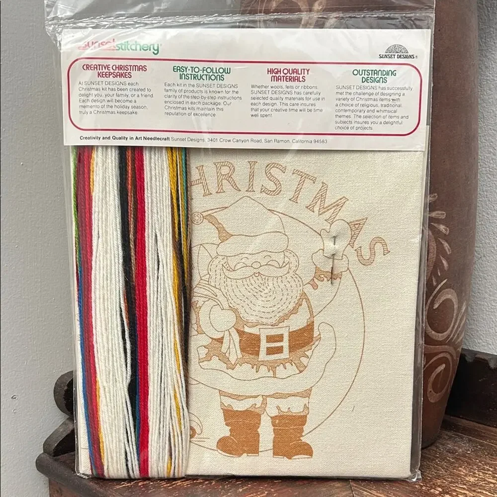 Vintage Sunset Stitchery “Merry Christmas From..” Needlepoint Kit, NEW Unopened